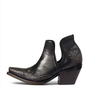NEW ARIAT women's dixon studded wingtip western bootie in true black